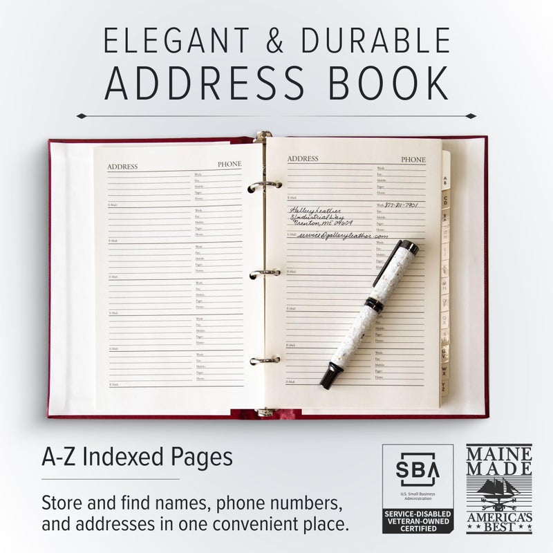 Gallery Leather Large Address Book with Alphabetical Tabs up to 480 records, Leather Notebook Hardcover, Telephone and Address Books - 9x7, Desk Address, Acadia Tan - Image 2